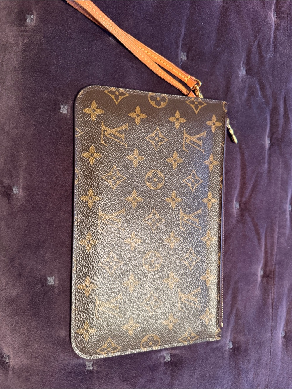 Louis Vuitton Monogram Zip Wristlet in Brown and Tan